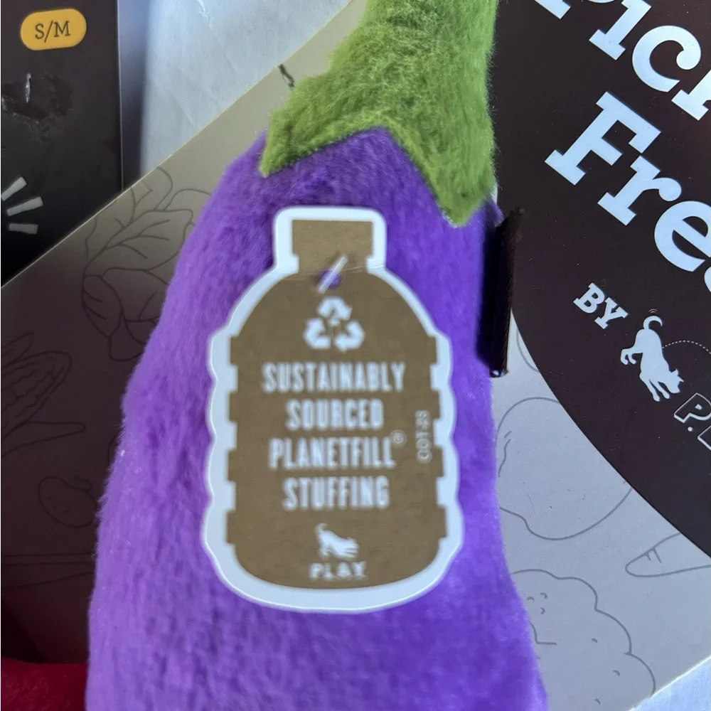 New watermelon eggplant squeaky crinkle dog toys